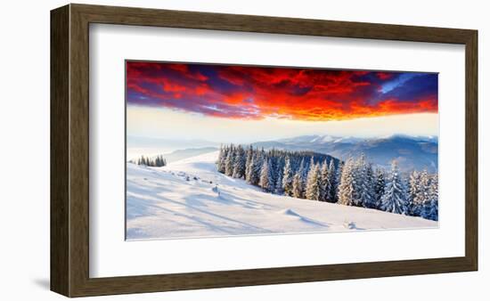 Sunset Winter Mountain Landsc.-null-Framed Art Print