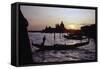 Sunset with Gondolas, Venice, Italy-George Oze-Framed Stretched Canvas