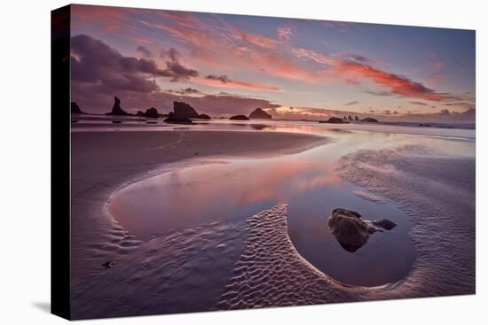 Sunset with Orange Clouds, Bandon Beach, Oregon, United States of America, North America-James-Stretched Canvas