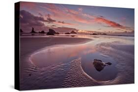 Sunset with Orange Clouds, Bandon Beach, Oregon, United States of America, North America-James-Stretched Canvas