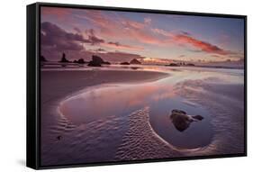 Sunset with Orange Clouds, Bandon Beach, Oregon, United States of America, North America-James-Framed Stretched Canvas