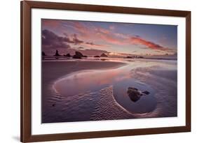 Sunset with Orange Clouds, Bandon Beach, Oregon, United States of America, North America-James-Framed Photographic Print