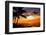 Sunset with Palm Tree and Airplane Silhouettes-krisrobin-Framed Photographic Print