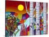 Sunset with Three Trees-Carla Bank-Stretched Canvas