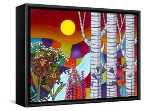 Sunset with Three Trees-Carla Bank-Framed Stretched Canvas