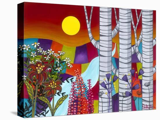 Sunset with Three Trees-Carla Bank-Stretched Canvas