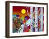 Sunset with Three Trees-Carla Bank-Framed Premium Giclee Print