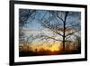 Sunset with Trees, Silhouette, Cross, Paris, France-Skaya-Framed Photographic Print