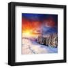 Sunset with Winter Mountains-null-Framed Art Print