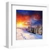 Sunset with Winter Mountains-null-Framed Art Print