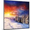 Sunset with Winter Mountains-null-Mounted Art Print