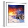 Sunset with Winter Mountains-null-Framed Art Print