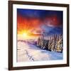 Sunset with Winter Mountains-null-Framed Art Print