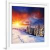 Sunset with Winter Mountains-null-Framed Art Print