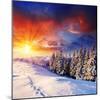 Sunset with Winter Mountains-null-Mounted Art Print
