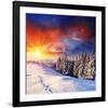 Sunset with Winter Mountains-null-Framed Art Print