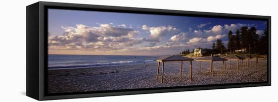 Sunshades on the Beach, Indiana Tea House, Cottesloe Beach, Perth, Western Australia, Australia-null-Framed Stretched Canvas