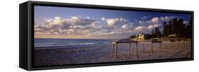 Sunshades on the Beach, Indiana Tea House, Cottesloe Beach, Perth, Western Australia, Australia-null-Framed Stretched Canvas