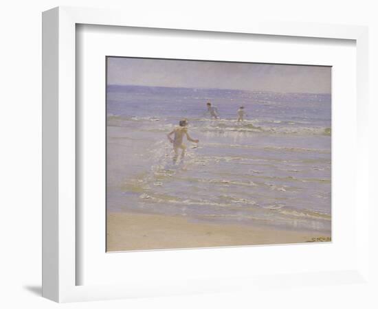 Sunshine at Skagen: Boys Swimming, 1892 (Study)-Peder Severin Kröyer-Framed Giclee Print