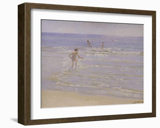 Sunshine at Skagen: Boys Swimming, 1892 (Study)-Peder Severin Kröyer-Framed Giclee Print