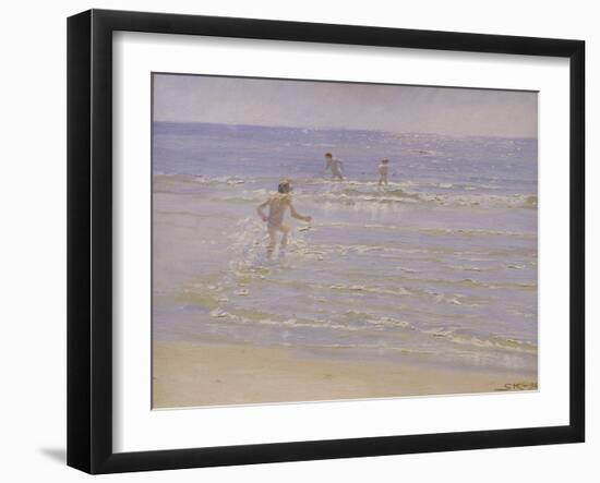 Sunshine at Skagen: Boys Swimming, 1892 (Study)-Peder Severin Kröyer-Framed Giclee Print