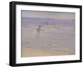 Sunshine at Skagen: Boys Swimming, 1892 (Study)-Peder Severin Kröyer-Framed Giclee Print