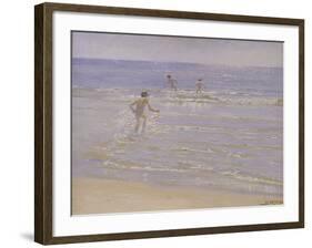 Sunshine at Skagen: Boys Swimming, 1892 (Study)-Peder Severin Kröyer-Framed Giclee Print