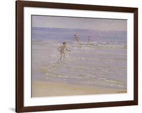 Sunshine at Skagen: Boys Swimming, 1892 (Study)-Peder Severin Kröyer-Framed Giclee Print