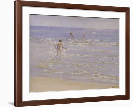 Sunshine at Skagen: Boys Swimming, 1892 (Study)-Peder Severin Kröyer-Framed Giclee Print