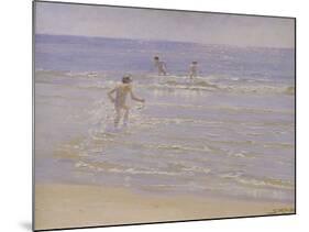Sunshine at Skagen: Boys Swimming, 1892 (Study)-Peder Severin Kröyer-Mounted Giclee Print