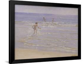 Sunshine at Skagen: Boys Swimming, 1892 (Study)-Peder Severin Kröyer-Framed Giclee Print