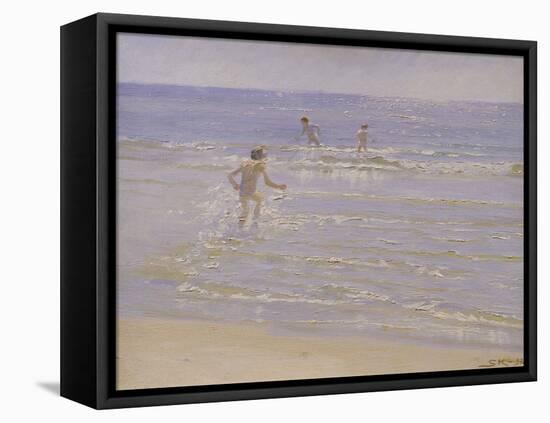 Sunshine at Skagen: Boys Swimming, 1892 (Study)-Peder Severin Kröyer-Framed Stretched Canvas