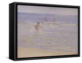 Sunshine at Skagen: Boys Swimming, 1892 (Study)-Peder Severin Kröyer-Framed Stretched Canvas