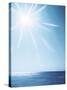 Sunshine Over Sea, Lens Flare, Blue-null-Stretched Canvas