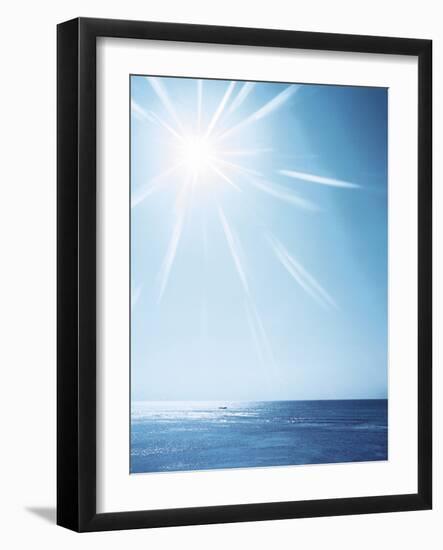 Sunshine Over Sea, Lens Flare, Blue-null-Framed Photographic Print