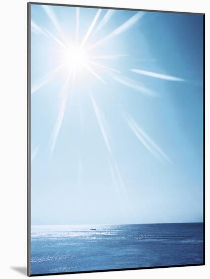 Sunshine Over Sea, Lens Flare, Blue-null-Mounted Photographic Print