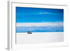 Sunshine Scenery of Salar De Uyuni in Bolivia and Jeep-VYCHEGZHANINA-Framed Photographic Print