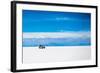 Sunshine Scenery of Salar De Uyuni in Bolivia and Jeep-VYCHEGZHANINA-Framed Photographic Print