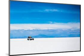 Sunshine Scenery of Salar De Uyuni in Bolivia and Jeep-VYCHEGZHANINA-Mounted Photographic Print