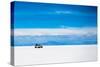 Sunshine Scenery of Salar De Uyuni in Bolivia and Jeep-VYCHEGZHANINA-Stretched Canvas