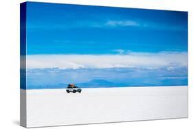 Sunshine Scenery of Salar De Uyuni in Bolivia and Jeep-VYCHEGZHANINA-Stretched Canvas