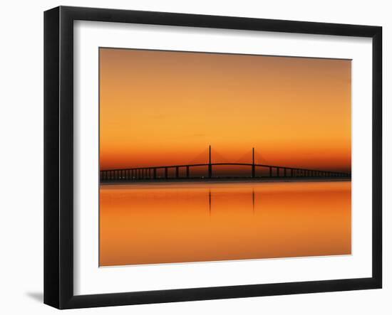 Sunshine Skyway Bridge over Tampa Bay from Fort De Soto Park, Florida, USA-Adam Jones-Framed Premium Photographic Print