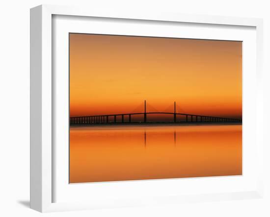 Sunshine Skyway Bridge over Tampa Bay from Fort De Soto Park, Florida, USA-Adam Jones-Framed Premium Photographic Print