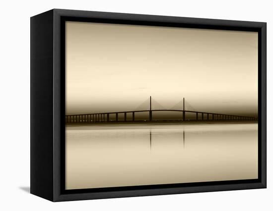 Sunshine Skyway Bridge over Tampa Bay from Fort De Soto Park, Florida, USA-Adam Jones-Framed Stretched Canvas