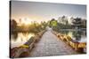 Suocui Bridge and Moon Embracing Pagoda at Lijiang's Heilongtan/Black Dragon Pool.-Andreas Brandl-Stretched Canvas