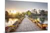 Suocui Bridge and Moon Embracing Pagoda at Lijiang's Heilongtan/Black Dragon Pool.-Andreas Brandl-Mounted Photographic Print