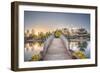 Suocui Bridge with Moon Embracing Pagoda at Heilongtan (Black Dragon Pool) in Lijiang-Andreas Brandl-Framed Photographic Print