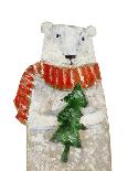 Polar Bear with Christmas Tree. Hand Drawing Illustration-Super Cat-Stretched Canvas