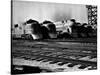 Super Chief and El Capitan Locomotives from the Santa Fe Railroad Sitting in a Rail Yard-William Vandivert-Stretched Canvas