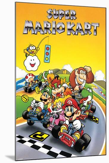 Super Mario - Kart Retro-null-Mounted Poster